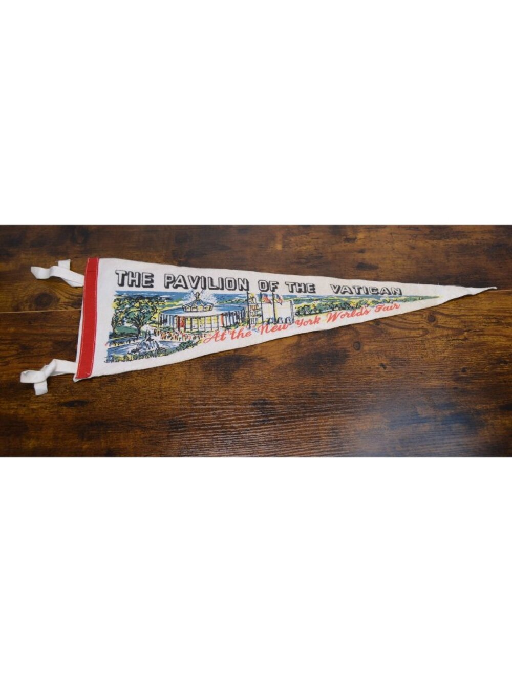 Vintage 1964 Vatican Pavilion Pennant New York Worlds Fair Felt 23.5 inches